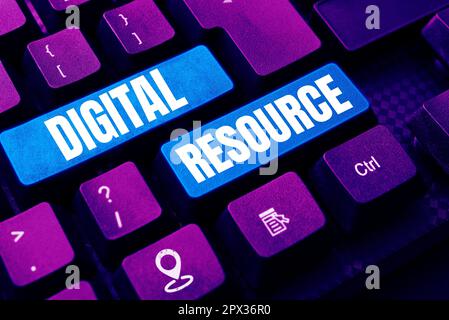 Sign displaying Digital Resource, Conceptual photo content that distributed digitally over the Internet Stock Photo
