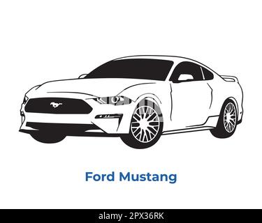 Vector silhouettes, icons of Ford brand cars Stock Vector