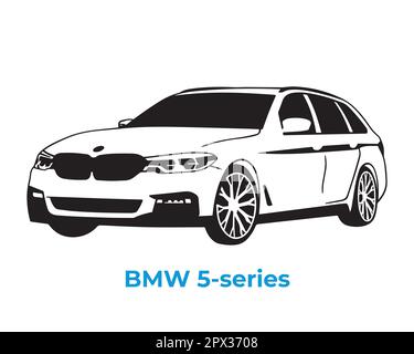 Vector silhouettes, icons of BMW brand cars Stock Vector