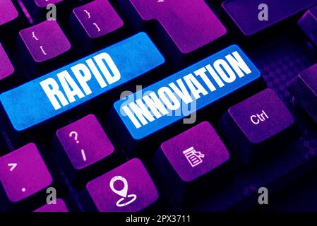 Writing displaying text Rapid Innovation, Business approach characteristic of a website that search engine algorithms Stock Photo