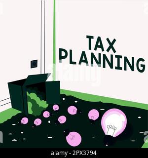 Sign displaying Tax Planning, Business idea analysis of financial situation or plan from a tax perspective Stock Photo