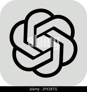 Open AI logotype, Chatgpt logo, AI chatbot, Chat GPT app. AI Artificial intelligence chatbot services logo company isolated on transparent background. Stock Vector