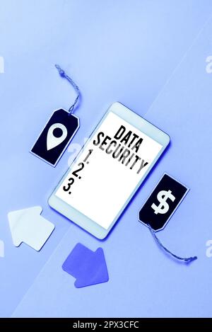 Handwriting text Data Security, Business overview Confidentiality Disk Encryption Backups Password Shielding Stock Photo