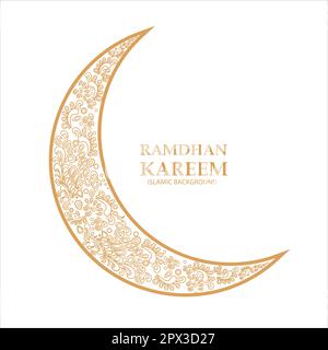 Elegant crescent moon mandalal design. Abstract style illustration for background, cover, banner. Ramadan Kareem Stock Vector