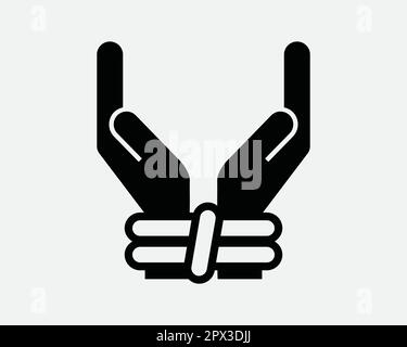 Arrested Handcuffed Handcuff Abducted Abduction Slavery Slave Bondage Black and White Icon Sign Symbol Vector Artwork Clipart Illustration Stock Vector
