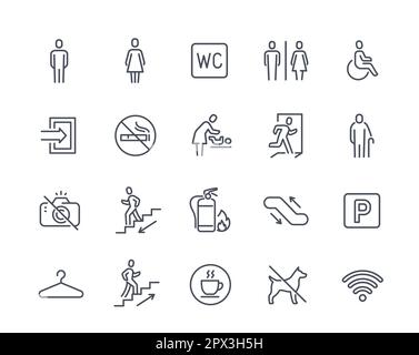 Set of toilet line icons Stock Vector