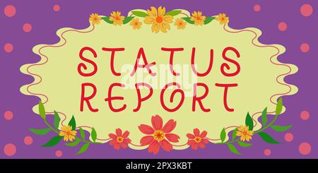 Hand writing sign Status Report, Business showcase Update Summary of situations as of a period of time Stock Photo