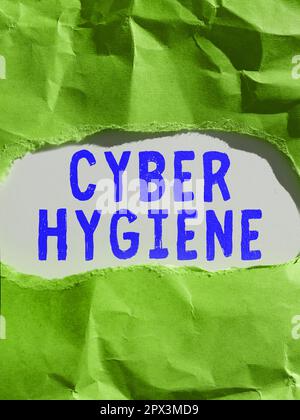 Text caption presenting Cyber Hygiene, Business concept steps that computer users take to improve their cyber security Stock Photo