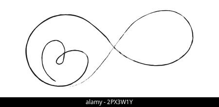 Black thin lines two hearts love infinity symbol on white background ...