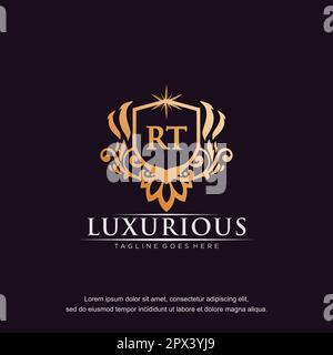RT initial letter luxury ornament gold monogram logo template vector. Stock Vector