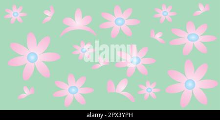 Seamless pattern delicate chamomile flowers retro style. EPS10 Stock Vector