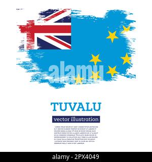 Tuvalu Flag with Brush Strokes. Vector Illustration. Independence Day. Stock Vector