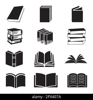 set of books silhouette vector Stock Vector