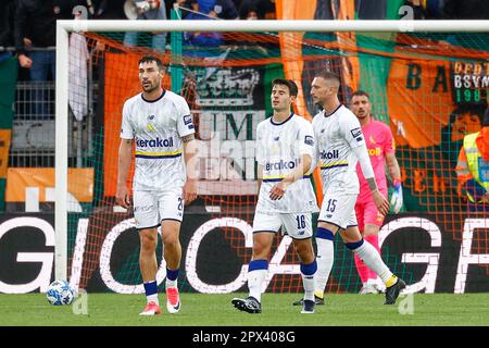 Venice, Italy. 01st May, 2023. Walter Samuel and Ivan Cordoba during Venezia  FC vs Modena FC, Italian soccer Serie B match in Venice, Italy, May 01 2023  Credit: Independent Photo Agency/Alamy Live