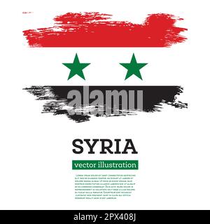 Syria Flag with Brush Strokes. Vector Illustration. Independence Day. Stock Vector