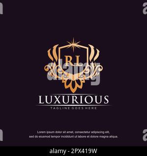 RL initial letter luxury ornament gold monogram logo template vector. Stock Vector