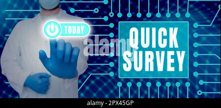 Handwriting text Quick Survey, Word Written on Conduct fast check on condition value situation of something Stock Photo