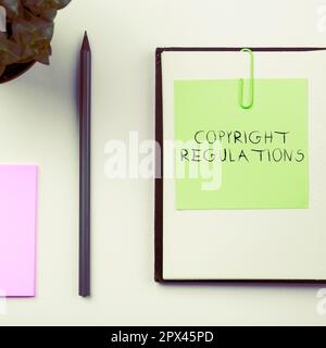 Conceptual caption Copyright Regulations. Word for body of law that ...