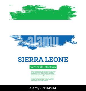 Sierra Leone Flag with Brush Strokes. Vector Illustration. Independence Day. Stock Vector