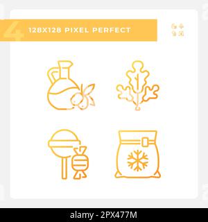 Retail assortment pixel perfect gradient linear vector icons set Stock Vector