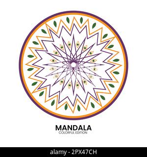 Vector hand drawn doodle mandala. Ethnic mandala with colorful tribal ornament. Isolated. Bright colors. Stock Vector