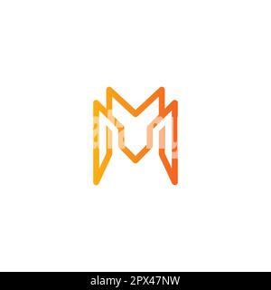 Letter M logo or MM initials two modern monogram symbol, mockup black and white business card emblem. Stock Vector