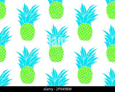 Pineapple seamless pattern. Summer fruit pattern. Pineapple fruit on white background. Tropical design for T-shirts, prints on paper and fabric. Vecto Stock Vector