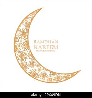 Elegant crescent moon mandalal design. Abstract style illustration for background, cover, banner. Ramadan Kareem Stock Vector
