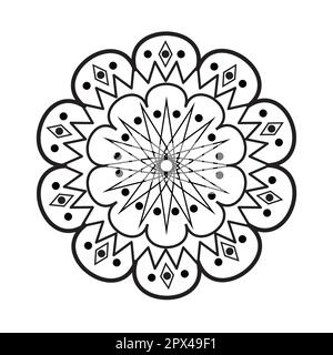 Circular pattern in form of mandala for Henna, Mehndi, tattoo, decoration. Decorative ornament in ethnic oriental style. Coloring book page Stock Vector