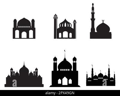 mosque silhouette set vector Ramadhan kareem Stock Vector