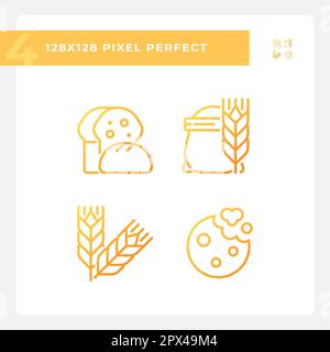 Bakery and bread pixel perfect gradient linear vector icons set Stock Vector