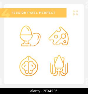 Healthy food pixel perfect gradient linear vector icons set Stock Vector