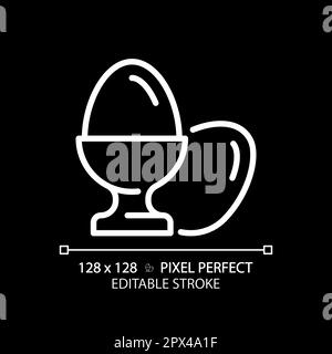 Eggs pixel perfect white linear icon for dark theme Stock Vector