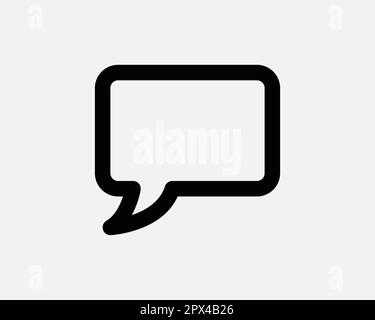 Chat Speech Dialogue Text Bubble Box Black and White Empty Blank Square Line Icon Sign Symbol Vector Artwork Clipart Illustration Stock Vector