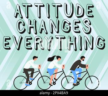 Conceptual caption Attitude Changes Everything, Word Written on Positive behavior achieve the business goal Stock Photo