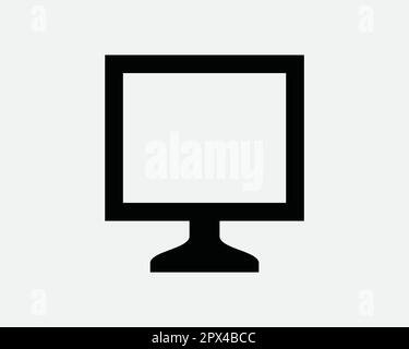 Computer Monitor Screen Icon. PC Desktop Digital Display TV Television LCD LED Square Frame Sign Symbol Artwork Graphic Illustration Clipart Vector Stock Vector