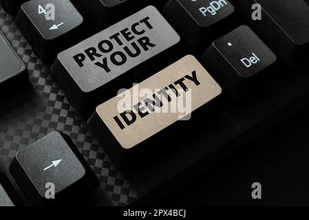 Conceptual caption Protect Your Identity, Business showcase enabling privacy on your social media accounts Stock Photo