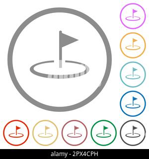 Golf flag flat color icons in round outlines on white background Stock Vector