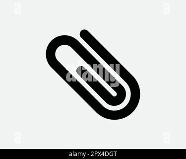 Paperclip Paper Clip Black Icon. File Document Attach Email Attachment Symbol. Office Stationery School Supplies Sign. Vector Graphic Clipart Cricut Stock Vector