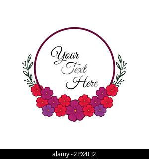 happy Women's day flower background, floral wreath style, text design Stock Vector