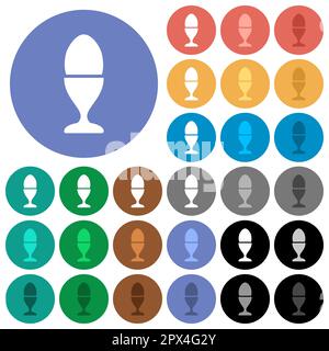 Egg in egg holder solid multi colored flat icons on round backgrounds. Included white, light and dark icon variations for hover and active status effe Stock Vector