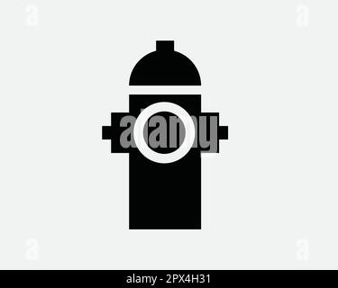 Fire Hydrant Water Emergency Pipe Hose Faucet Extinguisher Firefighting Equipment Black and White Icon Sign Symbol Vector Artwork Clipart Illustration Stock Vector