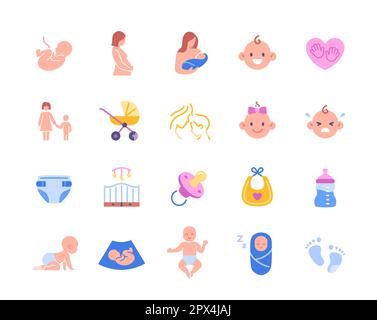 Maternity color icons set Stock Vector