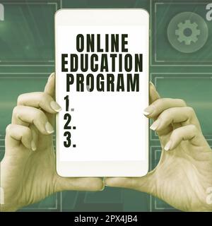 Text sign showing Online Education Program, Business approach Software development and programming courses Stock Photo