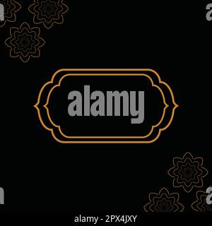 luxury golden arabic islamic text box title frame border set with ornamental illustration Stock Vector
