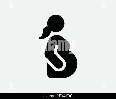 Pregnant Woman Icon. Pregnancy Mother Motherhood Baby Maternity Expecting Birth Belly Sign Symbol Artwork Graphic Illustration Clipart Vector Cricut Stock Vector