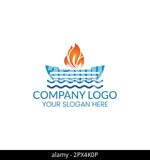 ship and fire logo vector template Stock Vector