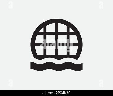 Storm Water Drain Outfall Drainage Tunnel Sewage Pipe Round Manhole Grate Black and White Icon Sign Symbol Vector Artwork Clipart Illustration Stock Vector