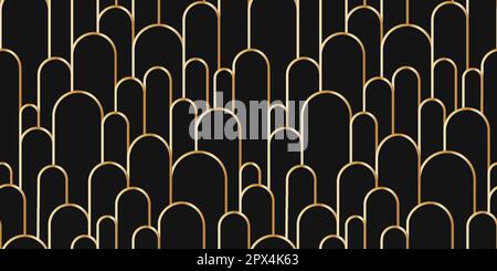 Boho arch seamless pattern. Geometric art deco simple background. Golden circular arc in linear style. Seamless abstract modern geometric pattern Stock Vector