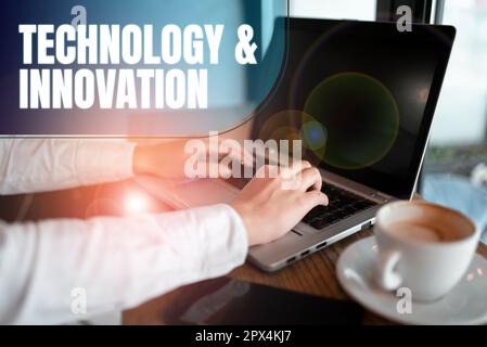 Sign displaying Technology Innovation, Business idea Application of better Solution for New Market Needs Stock Photo